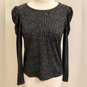 Sanctuary Jaya Black Grey Leopard Print Size S Cool-girl Preppy Boho Chic Top